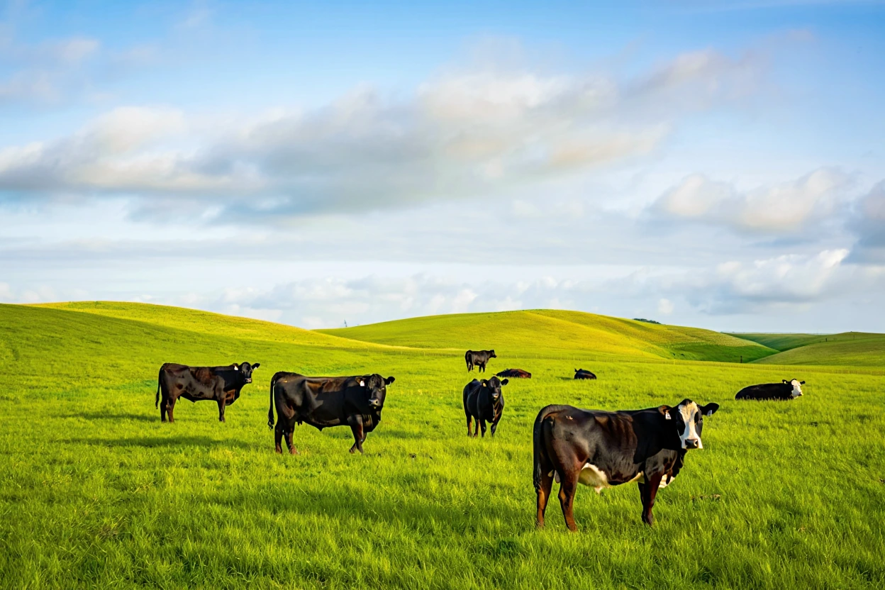 Cattle in pasture representing agricultural nutrient reuse and land application