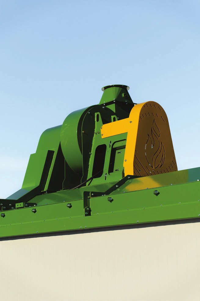 Top assembly and loading hopper structure of the BioRoter dehydrator